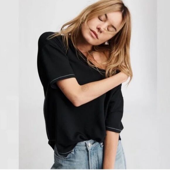 Rag & Bone Marlon Black Tee Small - Picture 1 of 6
